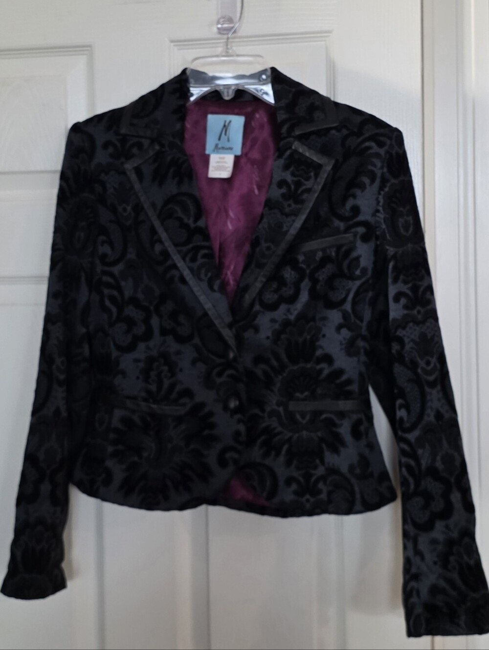 Marciano Black Damask Black Blazer Button Whimsigoth Grunge Size 4